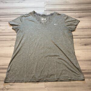 Nike Women's Gray Dri-Fit V-Neck T-Shirt